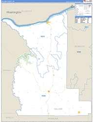 Gilliam County, OR Wall Map Zip Code Basic Style 2026