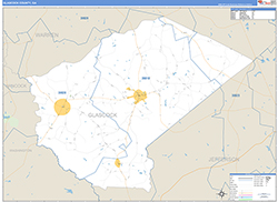 Glascock County, GA Wall Map Zip Code Basic Style 2026