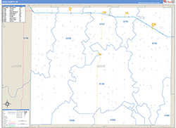 Gove County, KS Wall Map Zip Code Basic Style 2026