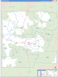 Grant County, OR Wall Map Zip Code Basic Style 2026