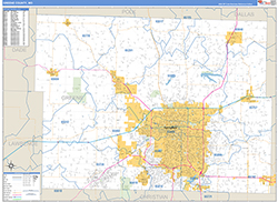 Greene County, MO Wall Map Zip Code Basic Style 2026