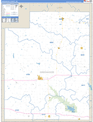 Greenwood County, KS Wall Map Zip Code Basic Style 2026