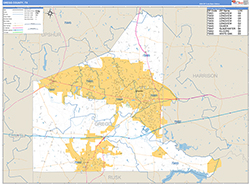 Gregg County, TX Wall Map Zip Code Basic Style 2026