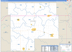 Grundy County, IA Wall Map Zip Code Basic Style 2026