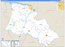 Halifax County, NC Wall Map Zip Code Basic Style 2026