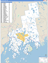 Hancock County, ME Wall Map Zip Code Basic Style 2026