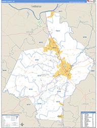 Hardin County, KY Wall Map Zip Code Basic Style 2026