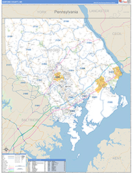 Harford County, MD Wall Map Zip Code Basic Style 2026