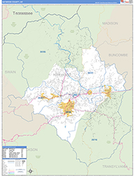 Haywood County, NC Wall Map Zip Code Basic Style 2026