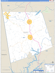 Heard County, GA Wall Map Zip Code Basic Style 2026