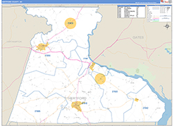 Hertford County, NC Wall Map Zip Code Basic Style 2026