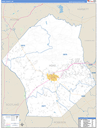 Hoke County, NC Wall Map Zip Code Basic Style 2026