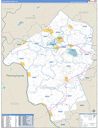 Hunterdon County Wall Map Basic Style 2026