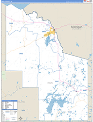 Iron County, WI Wall Map Zip Code Basic Style 2026