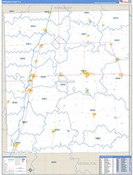 Iroquois County, IL Wall Map Zip Code Basic Style 2026