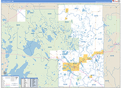 Itasca County, MN Wall Map Zip Code Basic Style 2026