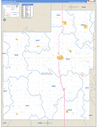 Jackson County, KS Wall Map Zip Code Basic Style 2026