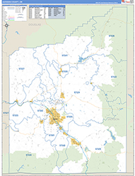 Jackson County, OR Wall Map Zip Code Basic Style 2026