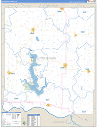 Jefferson County, KS Wall Map Zip Code Basic Style 2026