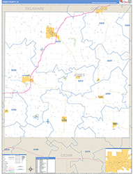 Jones County, IA Wall Map Zip Code Basic Style 2026