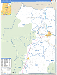 Josephine County, OR Wall Map Zip Code Basic Style 2026