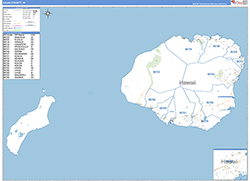 Kauai County, HI Wall Map Zip Code Basic Style 2026