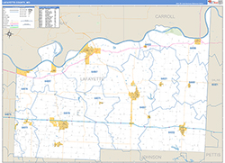 Lafayette County, MO Wall Map Zip Code Basic Style 2026