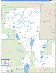 Lake County, OR Wall Map Zip Code Basic Style 2026