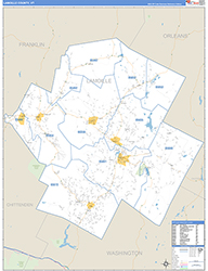 Lamoille County, VT Wall Map Zip Code Basic Style 2026