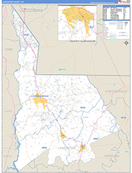 Lancaster County, SC Wall Map Zip Code Basic Style 2026