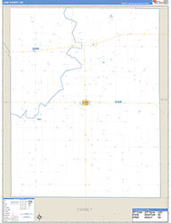 Lane County, KS Wall Map Zip Code Basic Style 2026