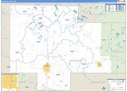 Langlade County, WI Wall Map Zip Code Basic Style 2026