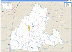 Larue County, KY Wall Map Zip Code Basic Style 2026