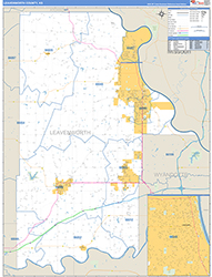 Leavenworth County, KS Wall Map Zip Code Basic Style 2026