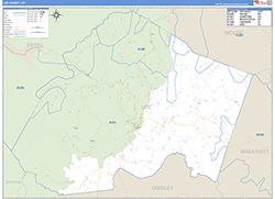 Lee County, KY Wall Map Zip Code Basic Style 2026