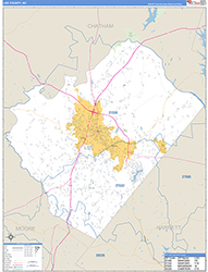 Lee County, NC Wall Map Zip Code Basic Style 2026