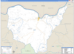 Lewis County, KY Wall Map Zip Code Basic Style 2026