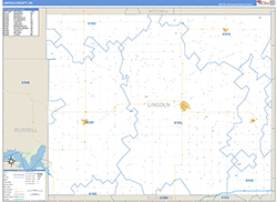 Lincoln County, KS Wall Map Zip Code Basic Style 2026