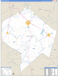 Lincoln County, KY Wall Map Zip Code Basic Style 2026