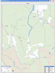Lincoln County, MT Wall Map Zip Code Basic Style 2026