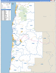 Lincoln County, OR Wall Map Zip Code Basic Style 2026