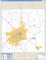 Lubbock County, TX Wall Map Zip Code Basic Style 2026