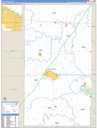 Lyon County, KS Wall Map Zip Code Basic Style 2026