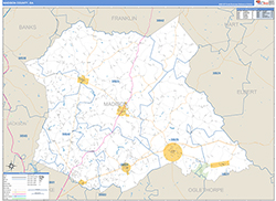 Madison County, GA Wall Map Zip Code Basic Style 2026