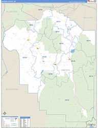 Madison County, MT Wall Map Zip Code Basic Style 2026