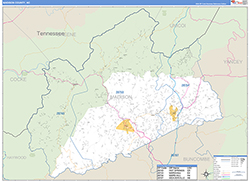 Madison County, NC Wall Map Zip Code Basic Style 2026