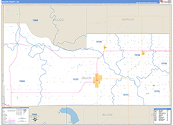 Major County, OK Wall Map Zip Code Basic Style 2026