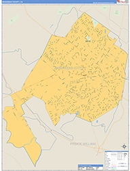 Manassas County, VA Wall Map Zip Code Basic Style 2026