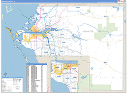 Manatee County, FL Wall Map Zip Code Basic Style 2026
