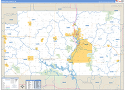 Marathon County, WI Wall Map Zip Code Basic Style 2026